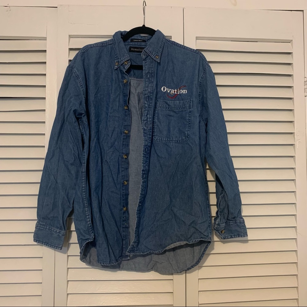 Ovation Chambray Button Up Shirt 100% Cotton Medium